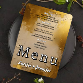 Cartão de Menu de Casamento Dourado Elegante com F