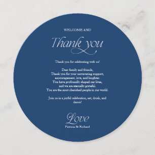 Cartão de Menu de Casamento e Agradecimento Blue C