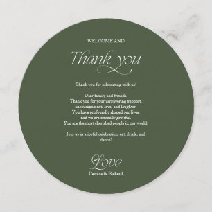 Cartão de Menu de Casamento e Agradecimento Círcul