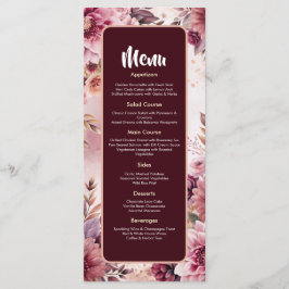 Cartão de Menu de Casamento Elegância Floral Sonho