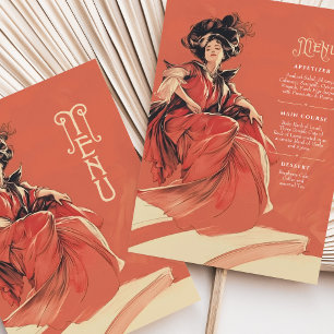 Cartão de Menu de Casamento Elegante Arte Coral No