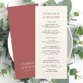 Cartão de Menu de Casamento Elegante Chic Minimali