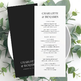 Cartão de Menu de Casamento Elegante Chic Minimali