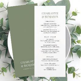 Cartão de Menu de Casamento Elegante Chic Minimali