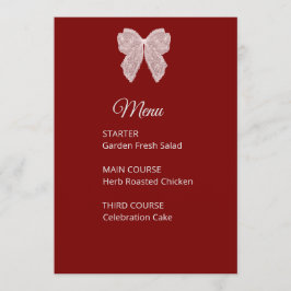 Cartão de Menu de Casamento Elegante com Laço de R