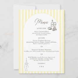 Cartão de Menu de Casamento Elegante com Listras A