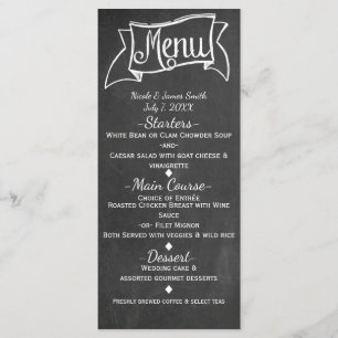 Cartão de Menu de Casamento Elegante com Visual de