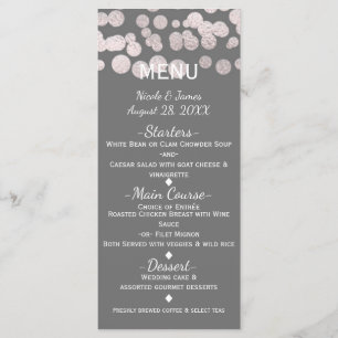 Cartão de Menu de Casamento Elegante Glam com Pont
