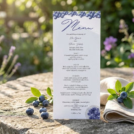 Cartão de Menu de Casamento Elegante Mirtilo