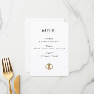 Cartão de Menu de Casamento Elegante | Moderno
