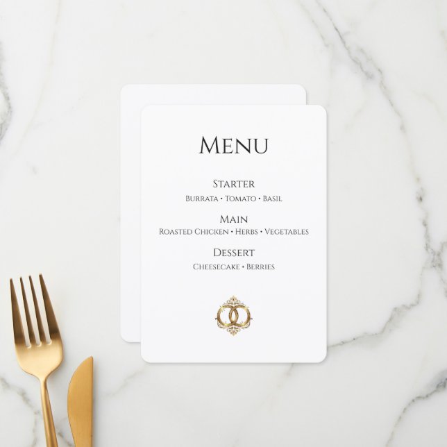 Cartão de Menu de Casamento Elegante | Moderno (Frente/Verso In Situ)