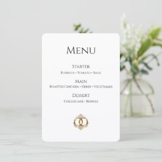 Cartão de Menu de Casamento Elegante | Moderno Abs