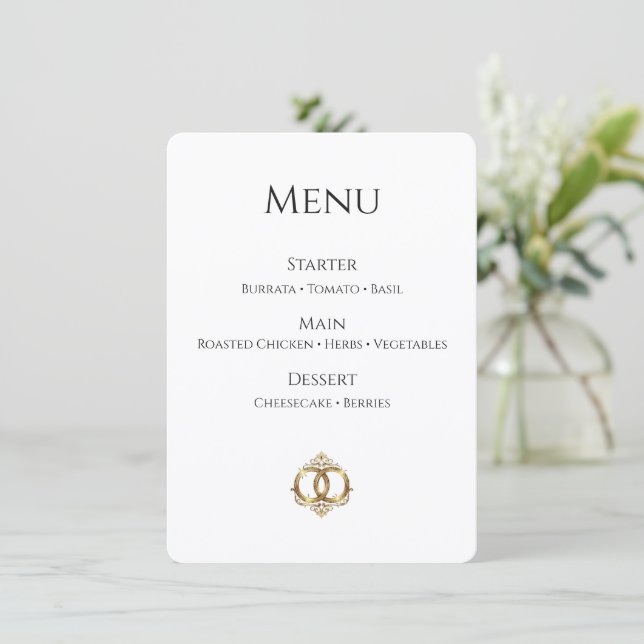 Cartão de Menu de Casamento Elegante | Moderno Abs (Em pé/Frente)