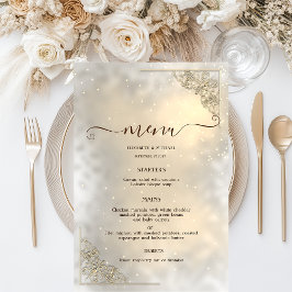 Cartão de Menu de Casamento Elegante Moldura Doura