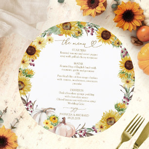 Cartão de Menu de Casamento em Círculo de Outono c