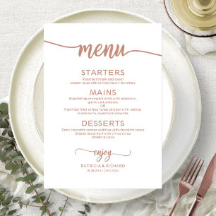 Cartão de Menu de Casamento em Dourado Rosa Elegan