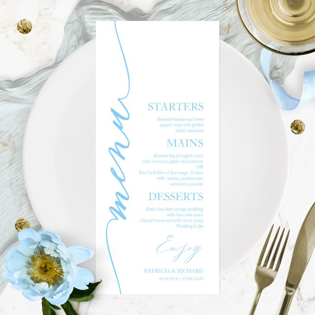 Cartão de Menu de Casamento Fancy Script 4x9 Para  (Criador carregado)