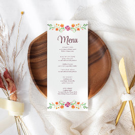 Cartão de Menu de Casamento Fiesta Floral Mexicana