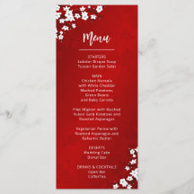 Cartão de Menu de Casamento Flor de Cerejeira Bran