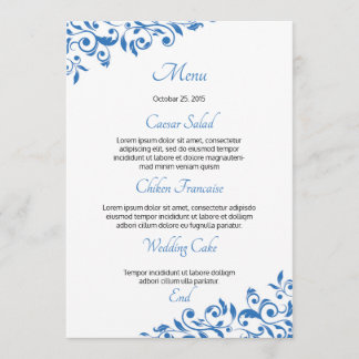 Cartão de Menu de Casamento Floral