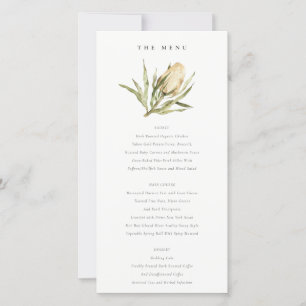 Cartão de Menu de Casamento Floral Banksia Nativo 