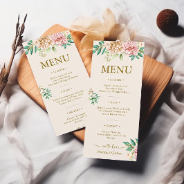 Cartão de Menu de Casamento Floral Blush Hydrangea