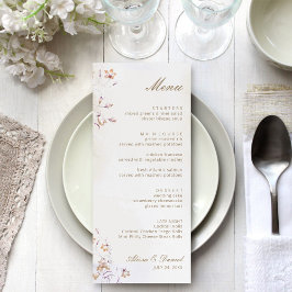 Cartão de Menu de Casamento Floral Boho