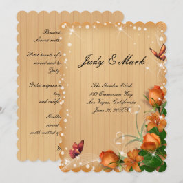 Cartão de Menu de Casamento Floral Borboleta de Ma