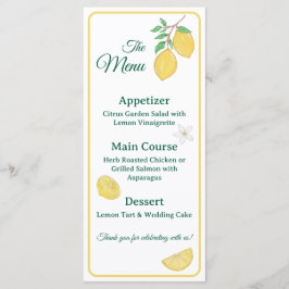 Cartão de Menu de Casamento Floral Chic Limão e Li