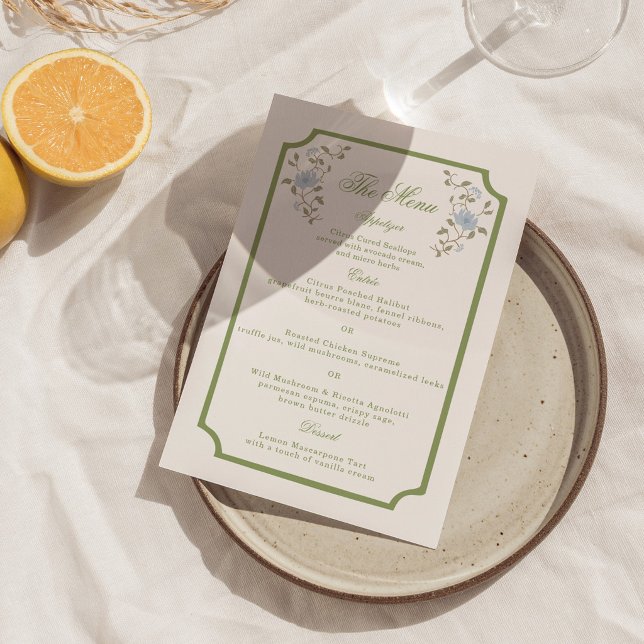 Cartão de Menu de Casamento Floral Chintz (Criador carregado)