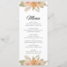 Cartão de Menu de Casamento Floral de Boho Mínimo