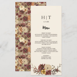 Cartão de Menu de Casamento Floral de outono de ou