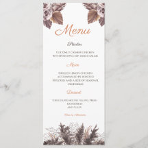 Cartão de Menu de Casamento Floral de Terracota Mo