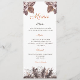 Cartão de Menu de Casamento Floral de Terracota Mo
