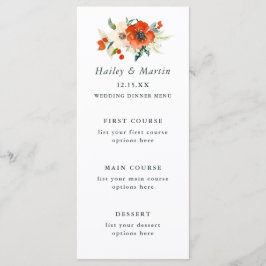 Cartão de Menu de Casamento Floral de Tradições El
