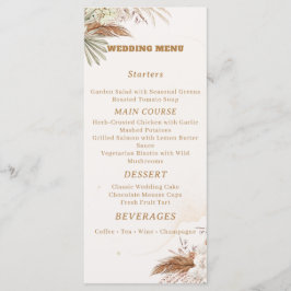 Cartão de Menu de Casamento Floral Elegante
