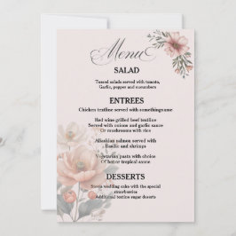 Cartão de Menu de Casamento Floral Elegante e Pers