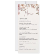 Cartão de Menu de Casamento Floral Magnólia Creme
