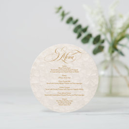 Cartão de Menu de Casamento Floral Marfim Dourado