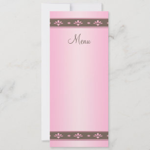 Cartão de Menu de Casamento Floral Rosa e Marrom