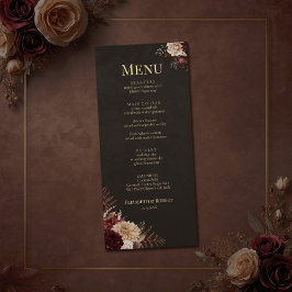 Cartão de Menu de Casamento Floral Vintage Witchy