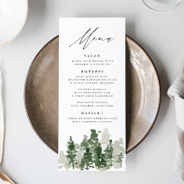 Cartão de Menu de Casamento Floresta de Pinheiros 