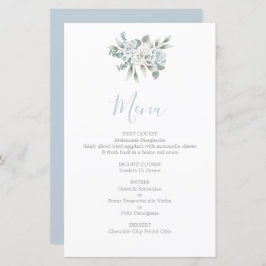 Cartão de Menu de Casamento Floril Dusty Blue