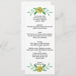 Cartão de Menu de Casamento Foliar Floral Amarelo