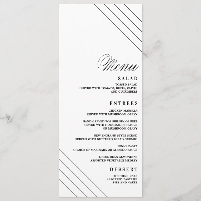 Cartão de Menu de Casamento Geométrico com Diamant (Frente)