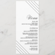 Cartão de Menu de Casamento Geométrico com Diamant