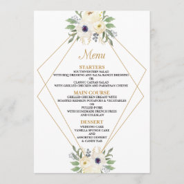 Cartão de Menu de Casamento Geométrico Floral Mode