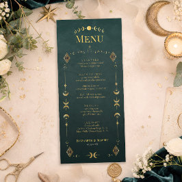Cartão de Menu de Casamento Gótico Celestial em Az