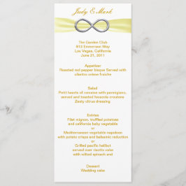 Cartão de Menu de Casamento Infinito Amarelo