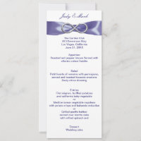 Cartão de Menu de Casamento Infinito Azul Roxo Pra